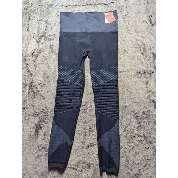 SPANX Pants - Spanx Wide Waist Seamless Moto Leggings Women's Size Large Blue